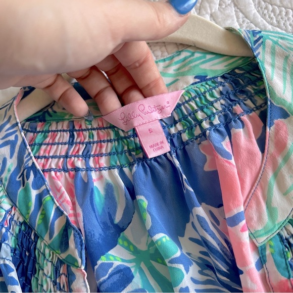 Lilly Pulitzer - Elsa Silk Top - Jet Stream In Multi Jet Stream - Picture 5 of 10